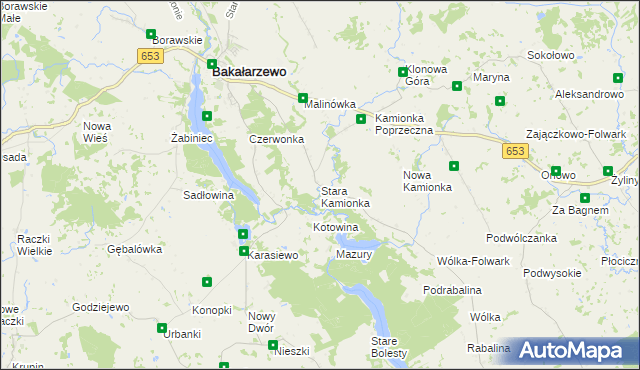 mapa Stara Kamionka gmina Bakałarzewo, Stara Kamionka gmina Bakałarzewo na mapie Targeo