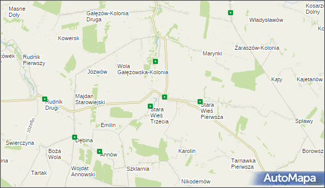 mapa Stara Wieś Druga gmina Bychawa, Stara Wieś Druga gmina Bychawa na mapie Targeo