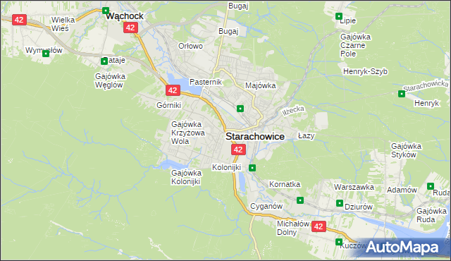 mapa Starachowic, Starachowice na mapie Targeo