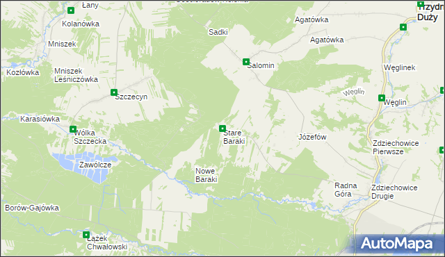 mapa Stare Baraki, Stare Baraki na mapie Targeo