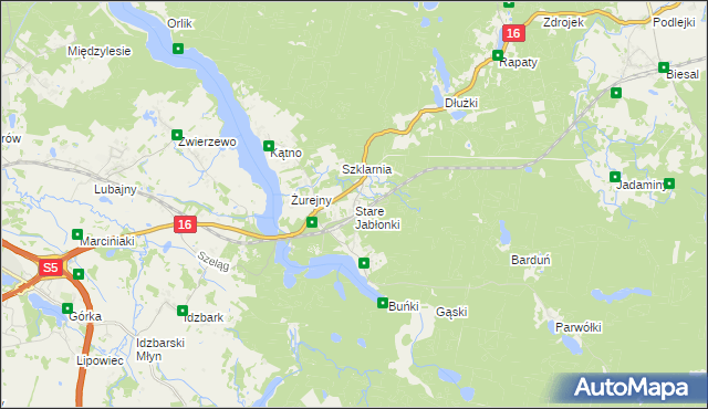 mapa Stare Jabłonki, Stare Jabłonki na mapie Targeo