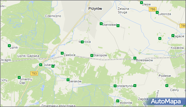 mapa Staropole gmina Przyrów, Staropole gmina Przyrów na mapie Targeo