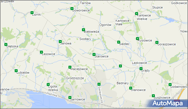 mapa Starowice gmina Otmuchów, Starowice gmina Otmuchów na mapie Targeo