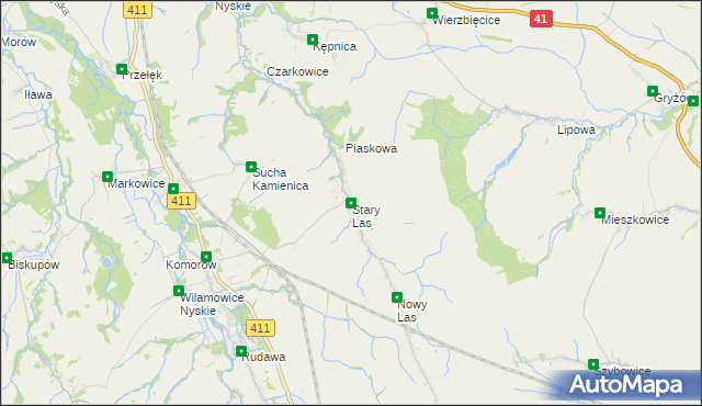 mapa Stary Las gmina Głuchołazy, Stary Las gmina Głuchołazy na mapie Targeo