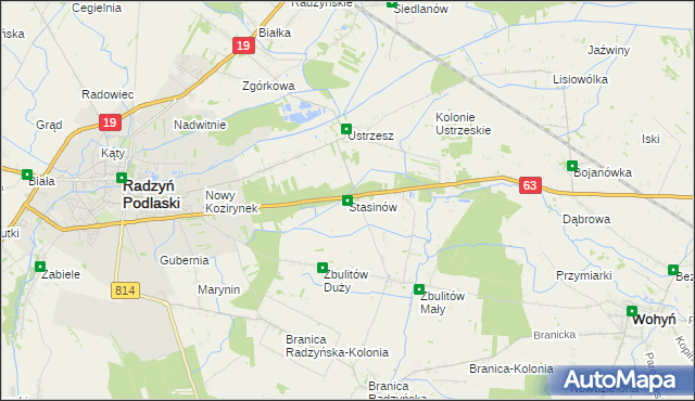 mapa Stasinów gmina Radzyń Podlaski, Stasinów gmina Radzyń Podlaski na mapie Targeo