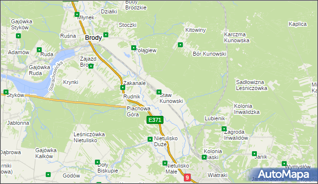 mapa Staw Kunowski, Staw Kunowski na mapie Targeo