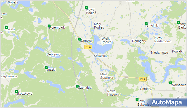 mapa Stawiska gmina Kościerzyna, Stawiska gmina Kościerzyna na mapie Targeo