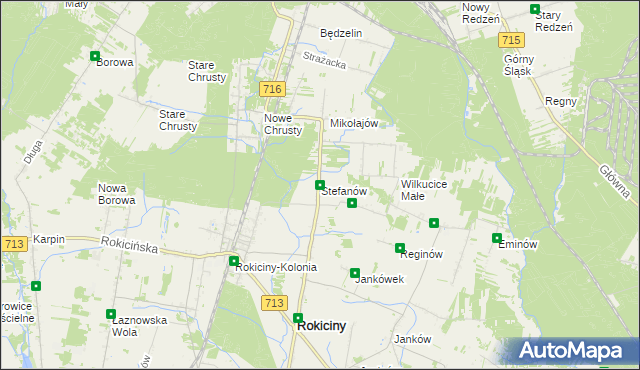 mapa Stefanów gmina Rokiciny, Stefanów gmina Rokiciny na mapie Targeo