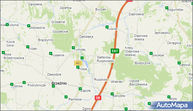 mapa Stefanów Ruszkowski, Stefanów Ruszkowski na mapie Targeo