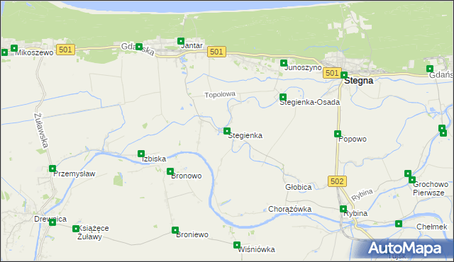 mapa Stegienka, Stegienka na mapie Targeo