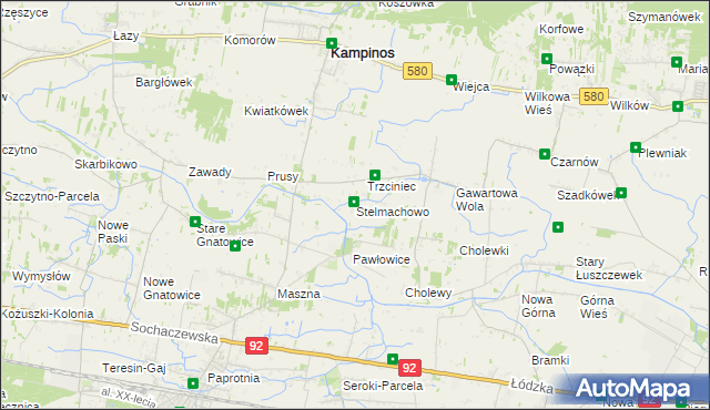 mapa Stelmachowo gmina Leszno, Stelmachowo gmina Leszno na mapie Targeo
