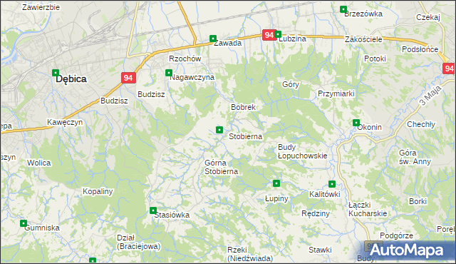 mapa Stobierna gmina Dębica, Stobierna gmina Dębica na mapie Targeo