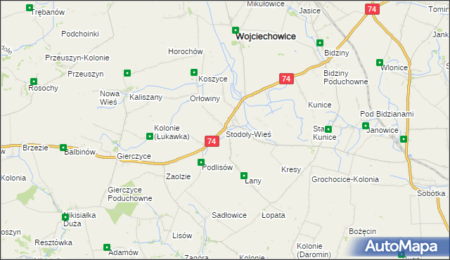 mapa Stodoły-Wieś, Stodoły-Wieś na mapie Targeo