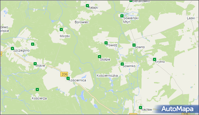 mapa Stołpie gmina Polanów, Stołpie gmina Polanów na mapie Targeo