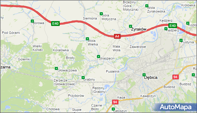 mapa Straszęcin, Straszęcin na mapie Targeo