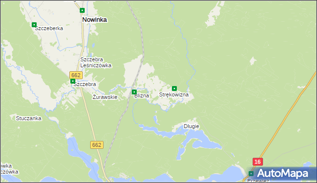 mapa Strękowizna, Strękowizna na mapie Targeo