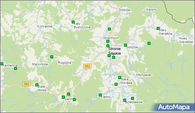 mapa Stronie Śląskie powiat kłodzki, Stronie Śląskie powiat kłodzki na mapie Targeo