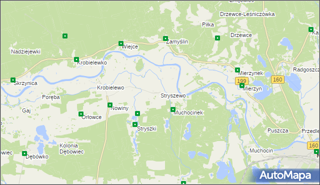 mapa Stryszewo, Stryszewo na mapie Targeo