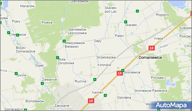 mapa Strzebieszew, Strzebieszew na mapie Targeo