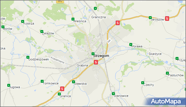 mapa Strzegom powiat świdnicki, Strzegom powiat świdnicki na mapie Targeo