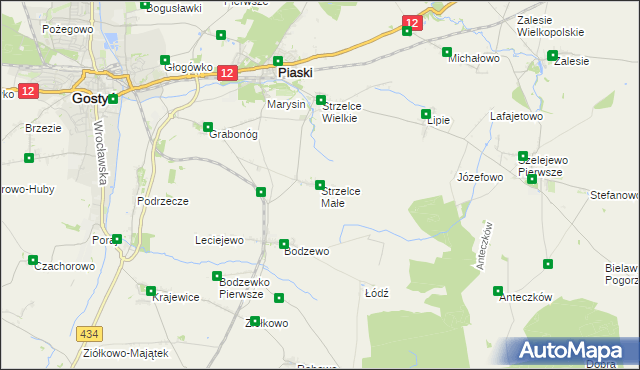 mapa Strzelce Małe gmina Piaski, Strzelce Małe gmina Piaski na mapie Targeo