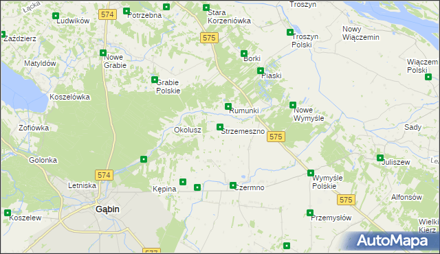 mapa Strzemeszno, Strzemeszno na mapie Targeo