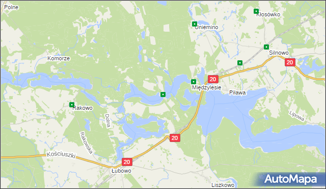 mapa Strzeszyn gmina Borne Sulinowo, Strzeszyn gmina Borne Sulinowo na mapie Targeo