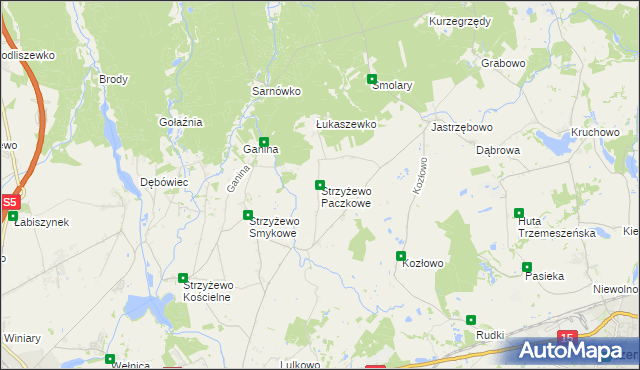 mapa Strzyżewo Paczkowe, Strzyżewo Paczkowe na mapie Targeo