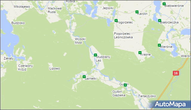 mapa Studziany Las, Studziany Las na mapie Targeo