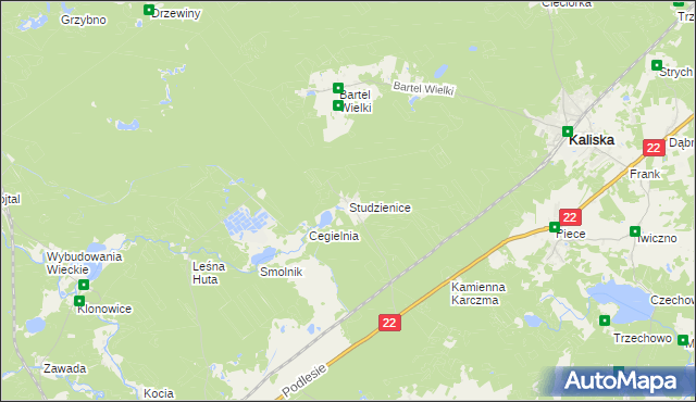 mapa Studzienice gmina Kaliska, Studzienice gmina Kaliska na mapie Targeo