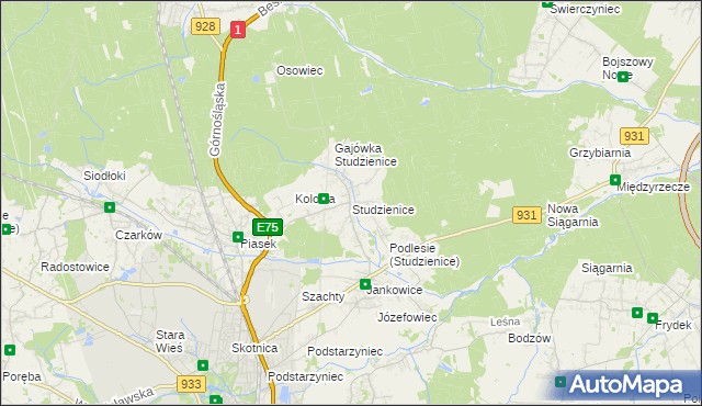 mapa Studzienice gmina Pszczyna, Studzienice gmina Pszczyna na mapie Targeo