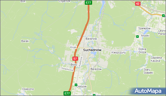 mapa Suchedniów, Suchedniów na mapie Targeo