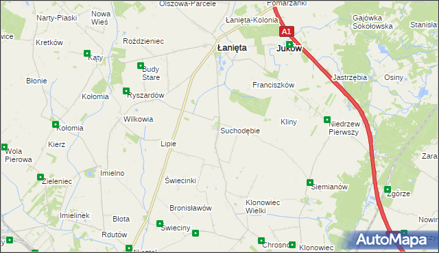 mapa Suchodębie gmina Łanięta, Suchodębie gmina Łanięta na mapie Targeo