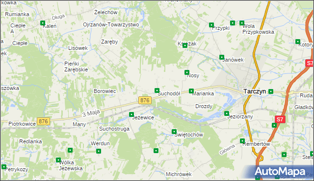 mapa Suchodół gmina Tarczyn, Suchodół gmina Tarczyn na mapie Targeo