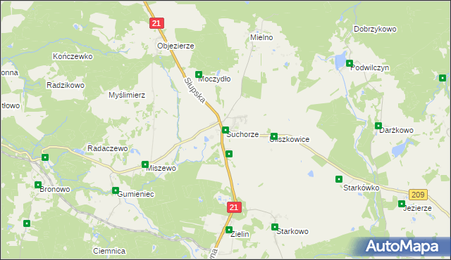 mapa Suchorze, Suchorze na mapie Targeo
