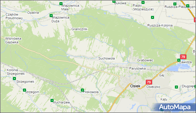 mapa Suchowola gmina Osiek, Suchowola gmina Osiek na mapie Targeo