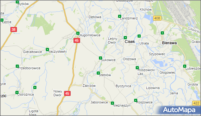 mapa Sukowice, Sukowice na mapie Targeo