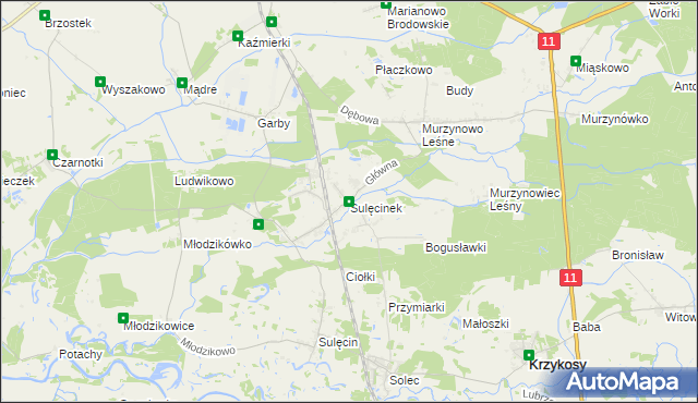 mapa Sulęcinek, Sulęcinek na mapie Targeo