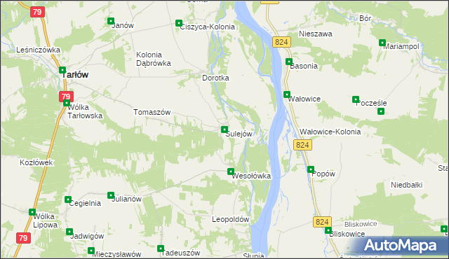 mapa Sulejów gmina Tarłów, Sulejów gmina Tarłów na mapie Targeo