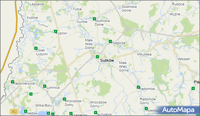 mapa Sulików powiat zgorzelecki, Sulików powiat zgorzelecki na mapie Targeo