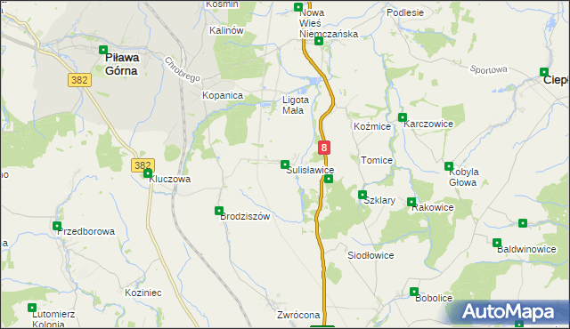 mapa Sulisławice gmina Ząbkowice Śląskie, Sulisławice gmina Ząbkowice Śląskie na mapie Targeo