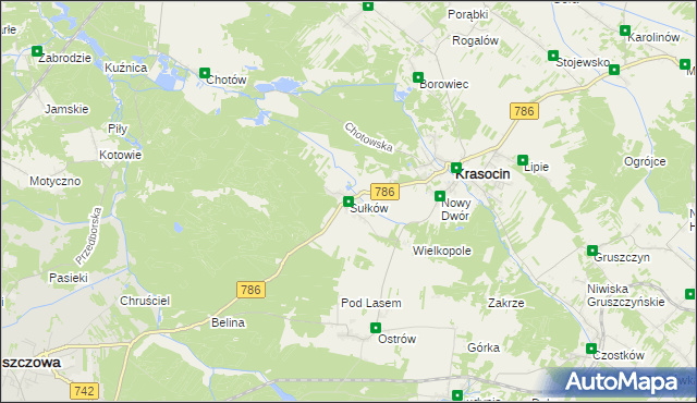 mapa Sułków gmina Krasocin, Sułków gmina Krasocin na mapie Targeo