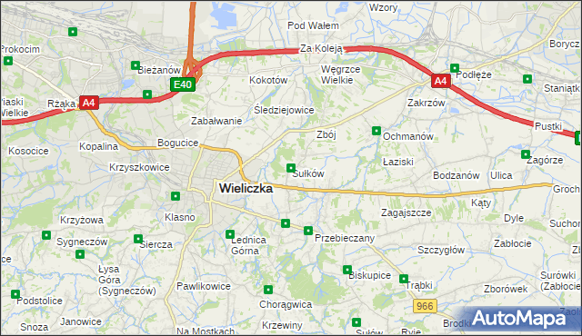 mapa Sułków gmina Wieliczka, Sułków gmina Wieliczka na mapie Targeo