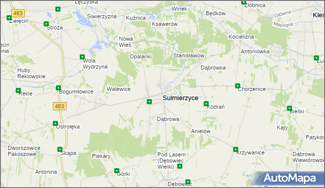 mapa Sulmierzyce powiat pajęczański, Sulmierzyce powiat pajęczański na mapie Targeo