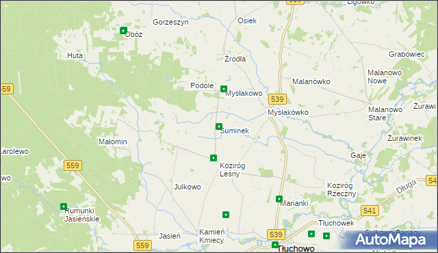 mapa Suminek, Suminek na mapie Targeo