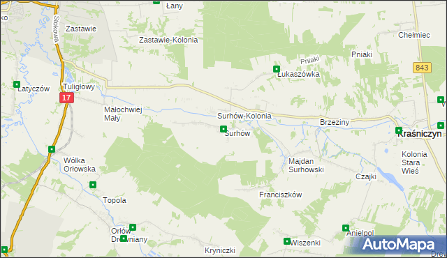 mapa Surhów, Surhów na mapie Targeo