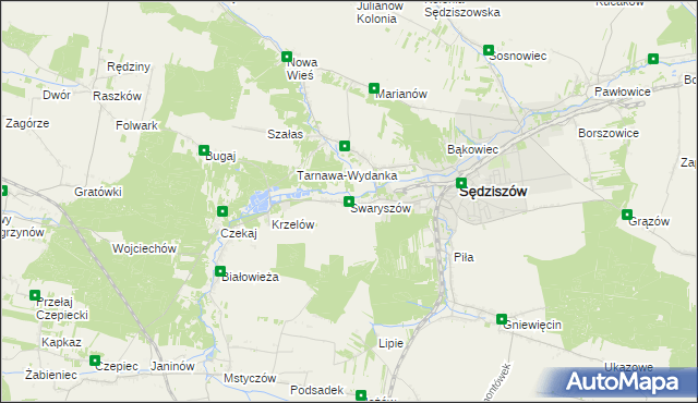 mapa Swaryszów, Swaryszów na mapie Targeo