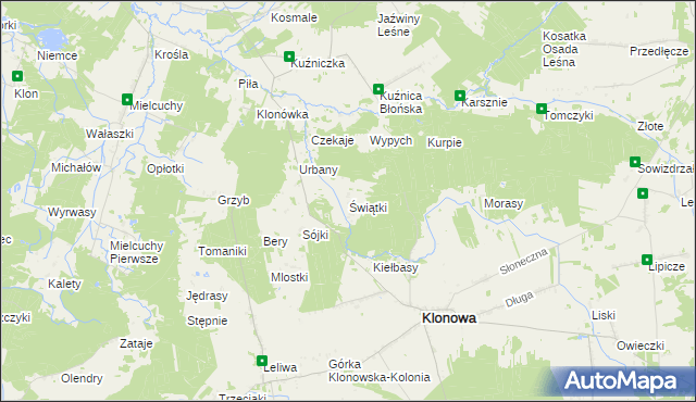 mapa Świątki gmina Klonowa, Świątki gmina Klonowa na mapie Targeo