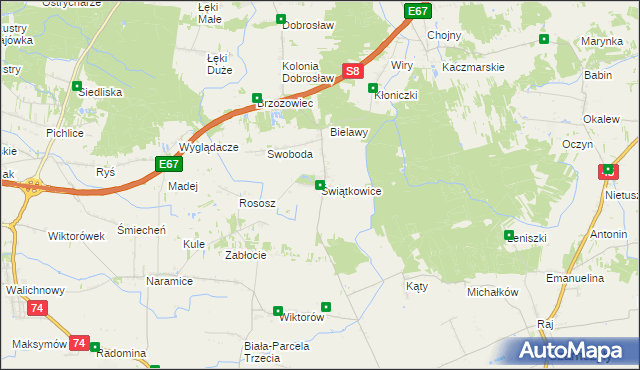 mapa Świątkowice gmina Lututów, Świątkowice gmina Lututów na mapie Targeo