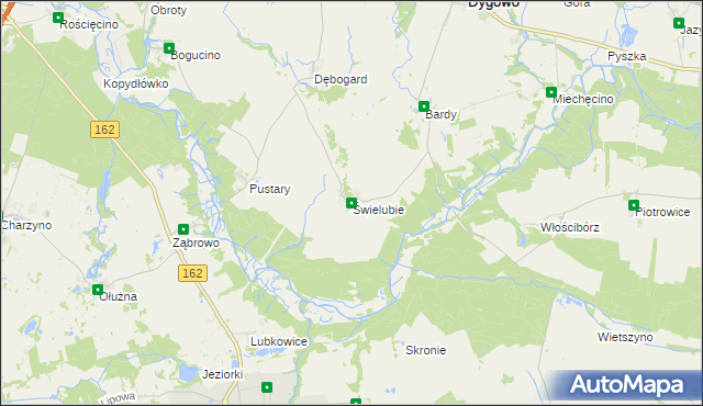 mapa Świelubie gmina Dygowo, Świelubie gmina Dygowo na mapie Targeo